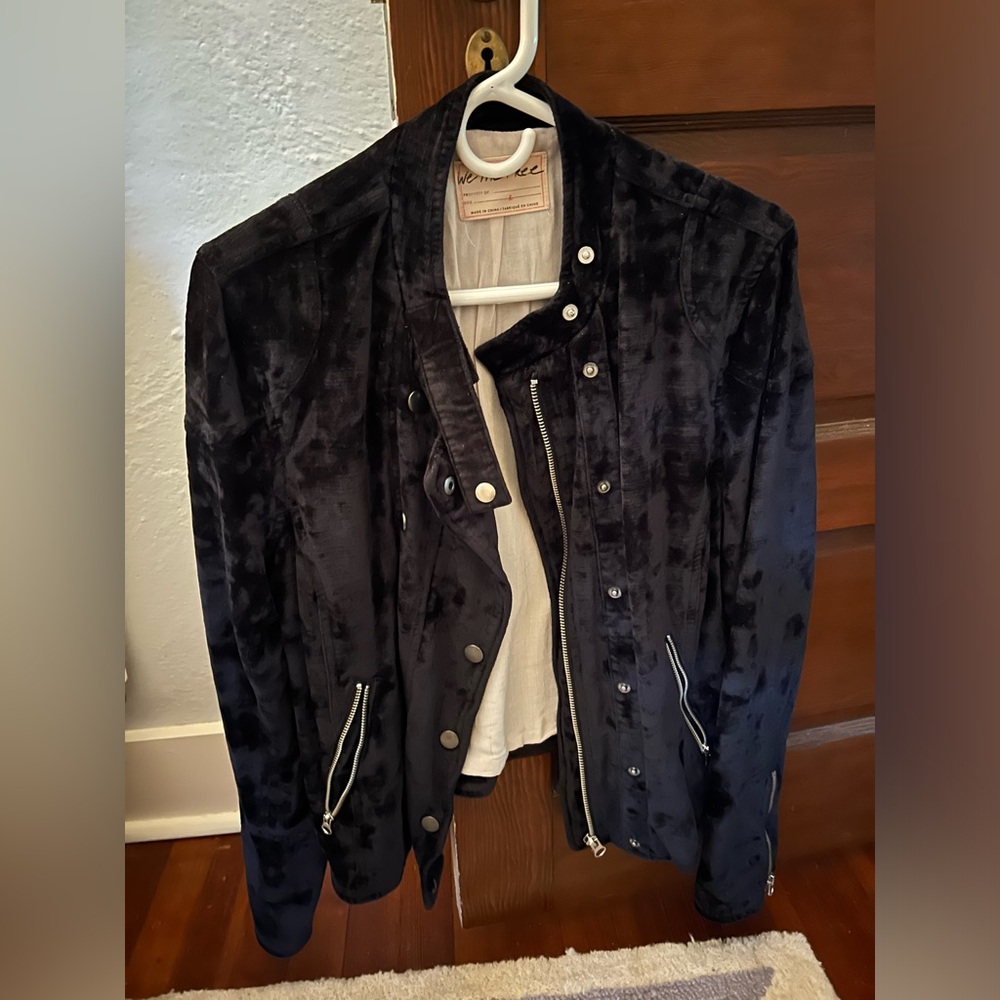 Free People Dusk til Dawn Moto Jacket size L in Black - Picture 3 of 5
